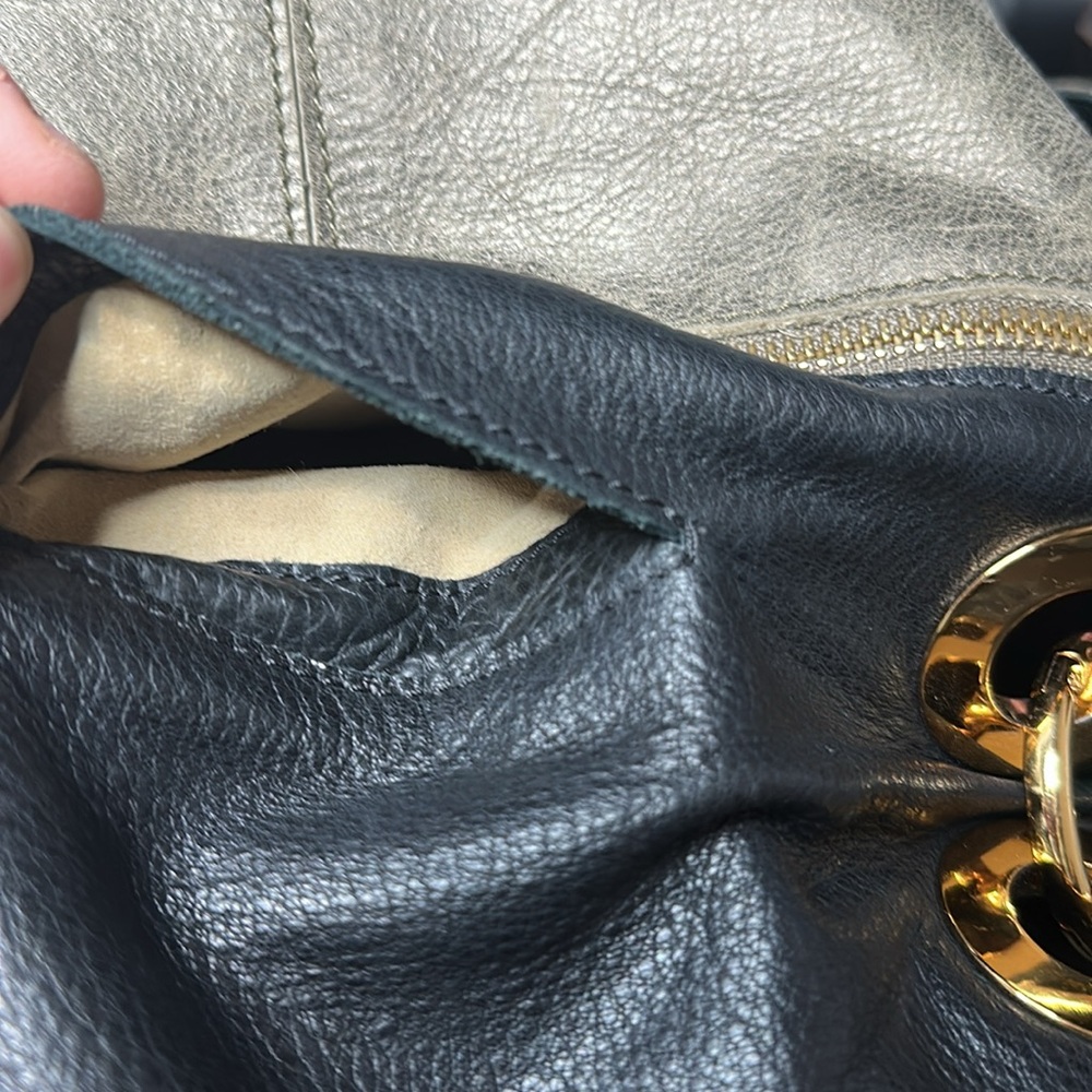 Hammitt Montana Gold Shoulder Bag Crossbody Purse Foldover Two Toned Leather - Picture 8 of 16